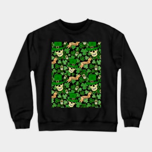 St Patricks Skulls and Beer Pattern Crewneck Sweatshirt